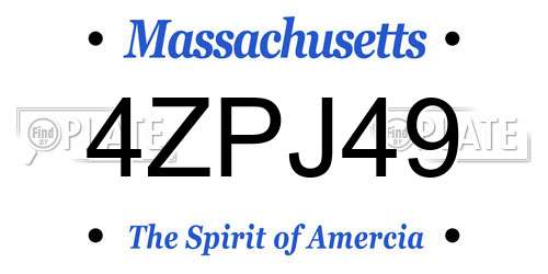 4ZPJ49 Massachusetts License Plate