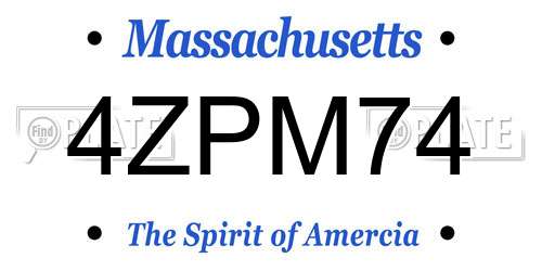 4ZPM74 Massachusetts License Plate