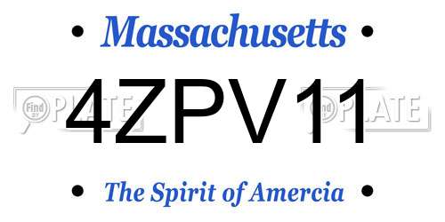 4ZPV11 Massachusetts License Plate