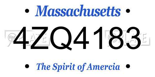 4ZQ4183 Massachusetts License Plate