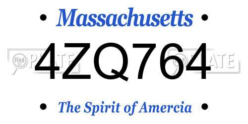 4ZQ764 Massachusetts License Plate