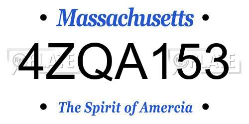4ZQA153 Massachusetts License Plate