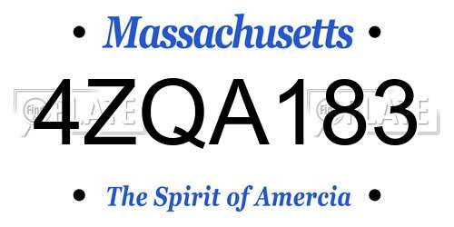 4ZQA183 Massachusetts License Plate