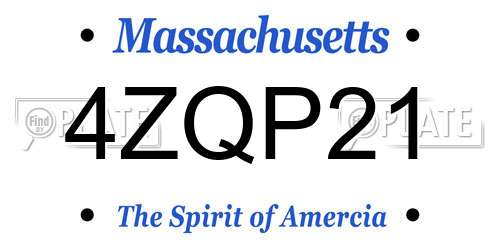 4ZQP21 Massachusetts License Plate