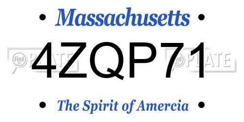 4ZQP71 Massachusetts License Plate