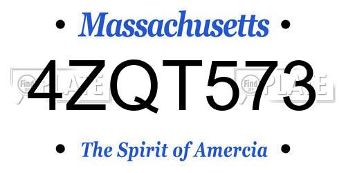 4ZQT573 Massachusetts License Plate