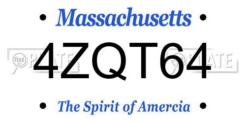 4ZQT64 Massachusetts License Plate