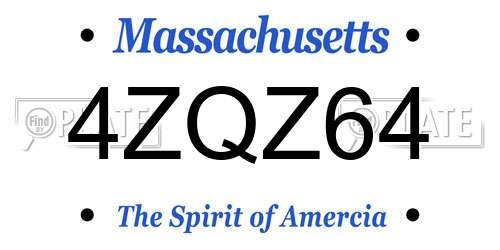4ZQZ64 Massachusetts License Plate
