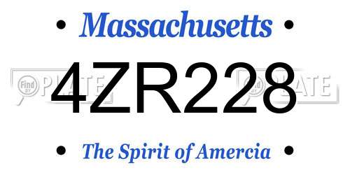 4ZR228 Massachusetts License Plate