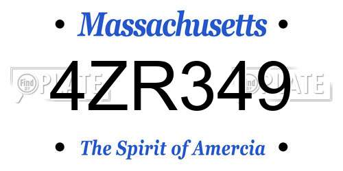 4ZR349 Massachusetts License Plate