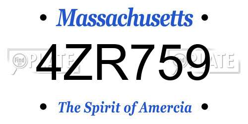 4ZR759 Massachusetts License Plate