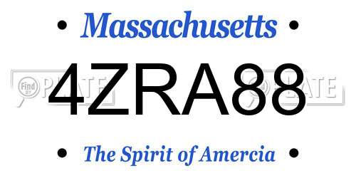 4ZRA88 Massachusetts License Plate
