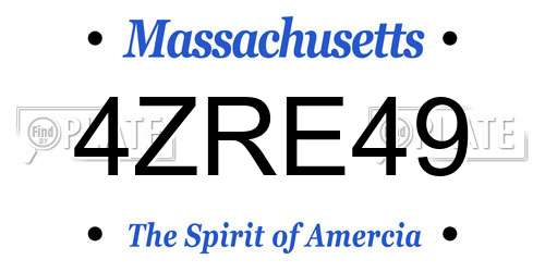 4ZRE49 Massachusetts License Plate