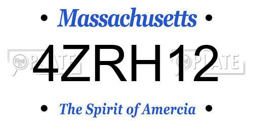 4ZRH12 Massachusetts License Plate