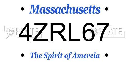 4ZRL67 Massachusetts License Plate