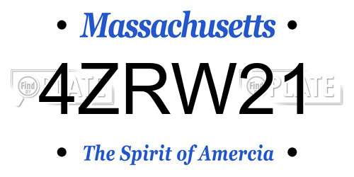 4ZRW21 Massachusetts License Plate
