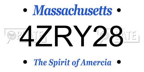 4ZRY28 Massachusetts License Plate