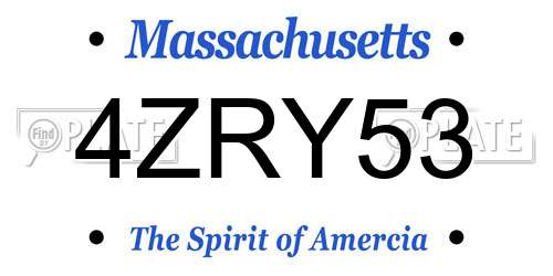 4ZRY53 Massachusetts License Plate