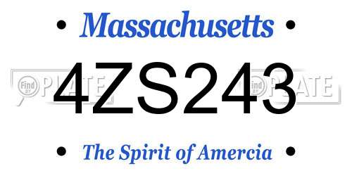 4ZS243 Massachusetts License Plate