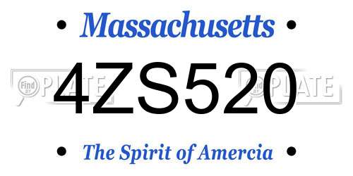 4ZS520 Massachusetts License Plate