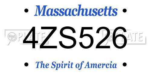 4ZS526 Massachusetts License Plate