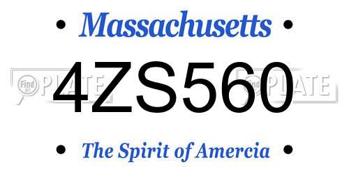 4ZS560 Massachusetts License Plate