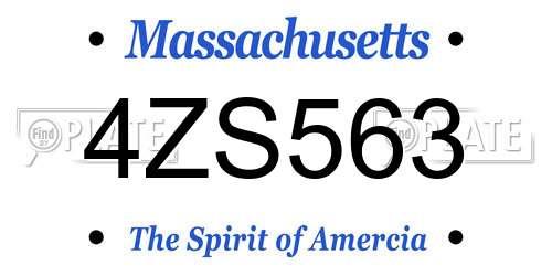4ZS563 Massachusetts License Plate