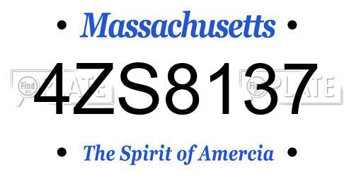 4ZS8137 Massachusetts License Plate