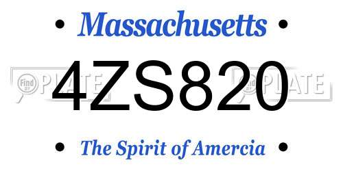 4ZS820 Massachusetts License Plate