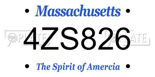 4ZS826 Massachusetts License Plate