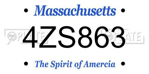 4ZS863 Massachusetts License Plate