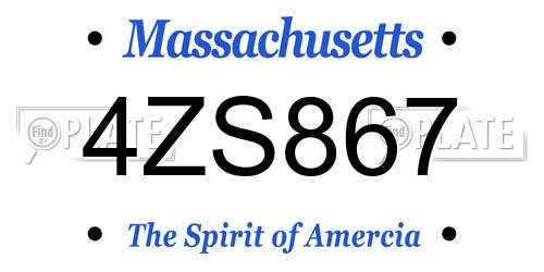 4ZS867 Massachusetts License Plate