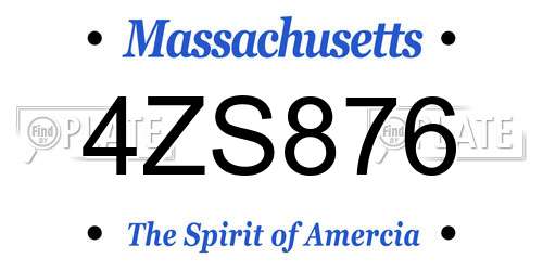4ZS876 Massachusetts License Plate