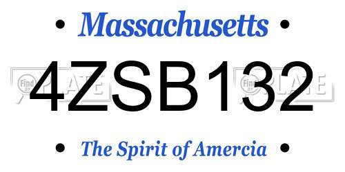 4ZSB132 Massachusetts License Plate