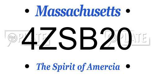 4ZSB20 Massachusetts License Plate