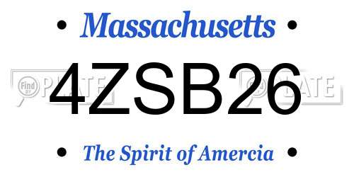 4ZSB26 Massachusetts License Plate