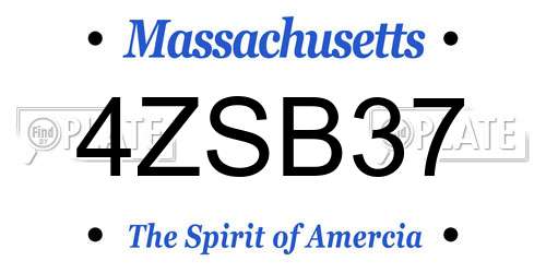 4ZSB37 Massachusetts License Plate