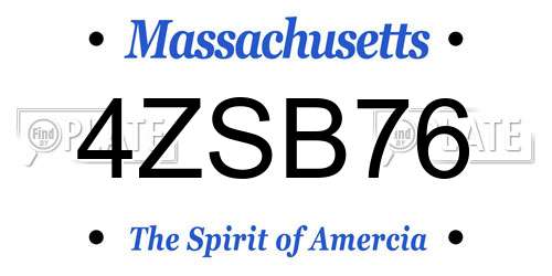 4ZSB76 Massachusetts License Plate