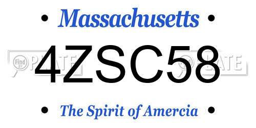 4ZSC58 Massachusetts License Plate