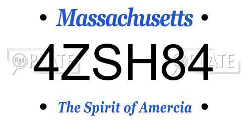 4ZSH84 Massachusetts License Plate