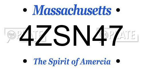 4ZSN47 Massachusetts License Plate