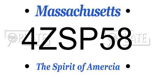 4ZSP58 Massachusetts License Plate