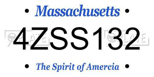 4ZSS132 Massachusetts License Plate