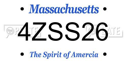 4ZSS26 Massachusetts License Plate