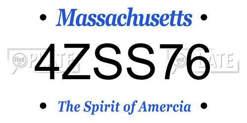 4ZSS76 Massachusetts License Plate