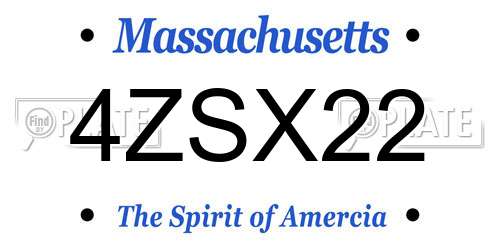 4ZSX22 Massachusetts License Plate