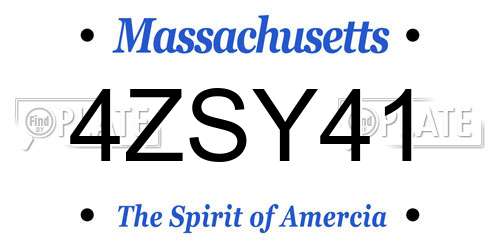 4ZSY41 Massachusetts License Plate