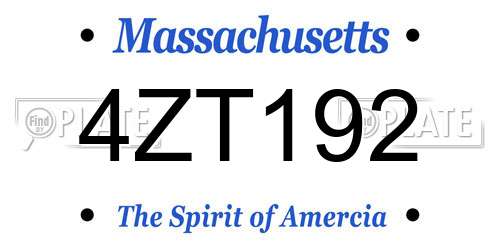 4ZT192 Massachusetts License Plate