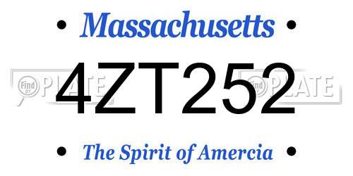 4ZT252 Massachusetts License Plate