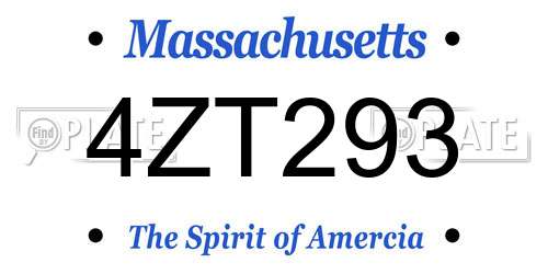 4ZT293 Massachusetts License Plate
